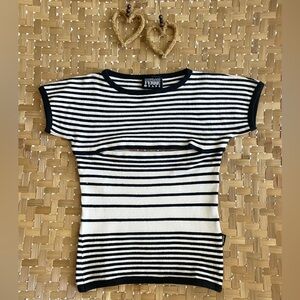 vintage gianfranco ferre  black and white stripe shirt medium